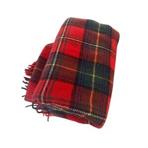 Pendleton wool Red Blue Tartan Plaid Stadium Picnic Blanket Throw Quilt 72"X 56"